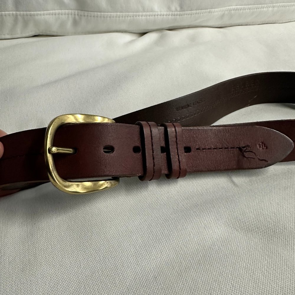Ralph Lauren Brown Leather Belt with Gold Hardware